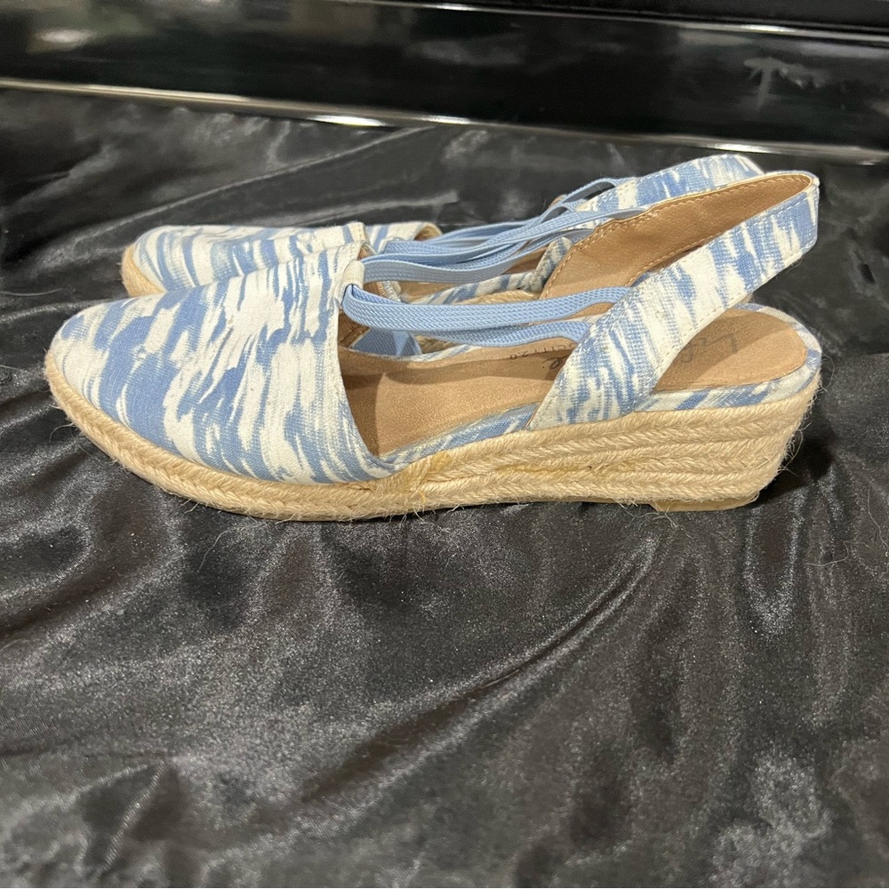 Blue Espadrille Wedge Sandals